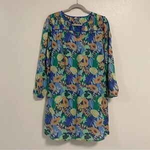 Margaret O’Leary Dress Womens size Small Blue floral beach cover up dress